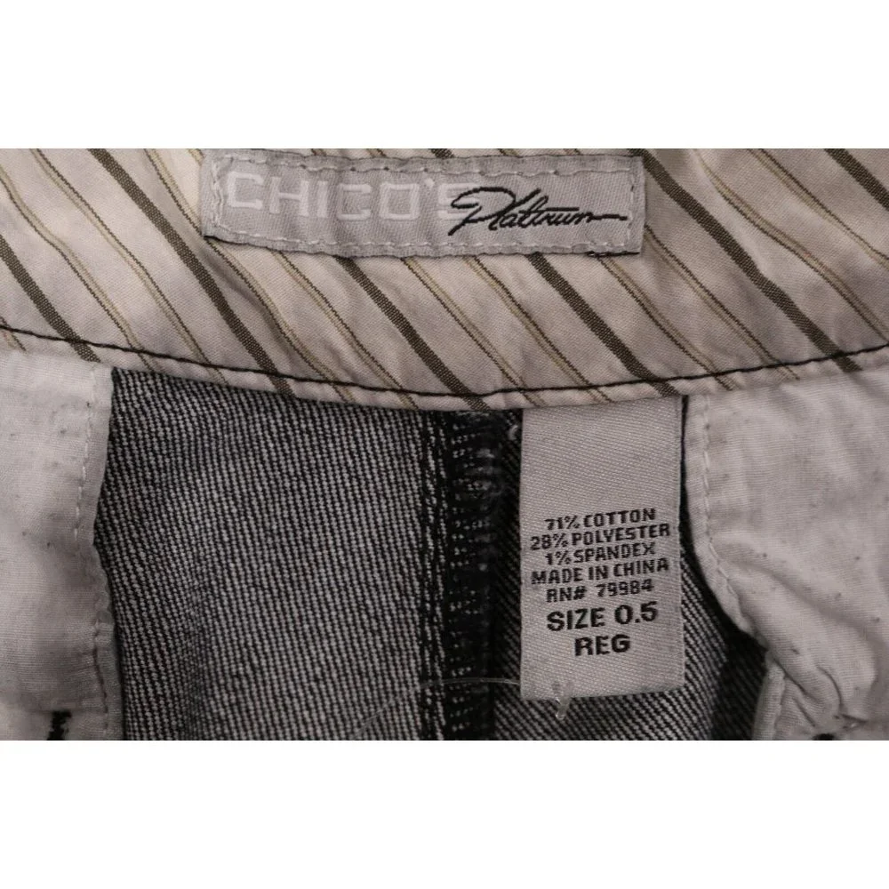Chico’s Platinum Ultimate Fit 0.5 Jeans Black Wash Denim Straight Leg Stretch - Picture 11 of 12